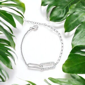 1.08 ctw Lab Grown Diamond Paperclip Link Bracelet in 925 Sterling Silver
